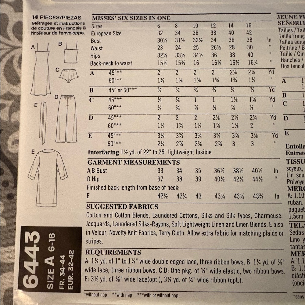 NWT NEWLOOK 6443 Nightgown and Robe Set Sewing Pattern - Picture 3 of 6